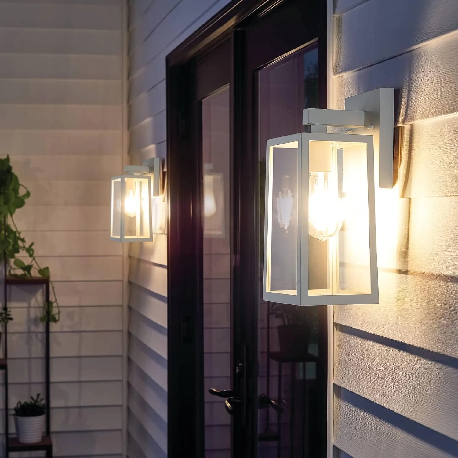 MAXvolador Outdoor Wall Sconce, Large Exterior Waterproof Wall Lantern Light Fixture, White Porch Lights Glass, Anti-Rust E26 Patio Lighting, 2 Pack