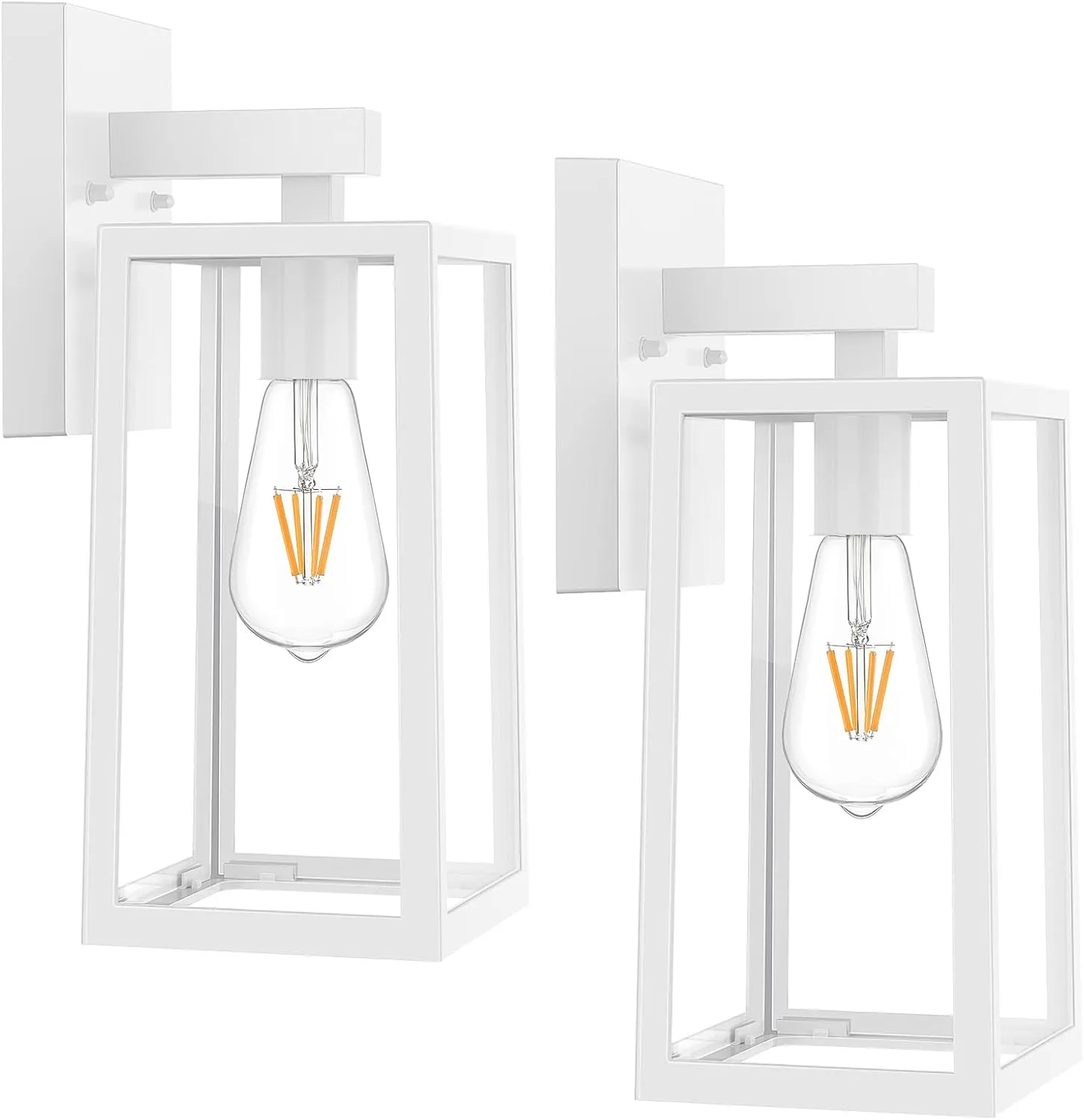 MAXvolador Outdoor Wall Sconce, Large Exterior Waterproof Wall Lantern Light Fixture, White Porch Lights Glass, Anti-Rust E26 Patio Lighting, 2 Pack