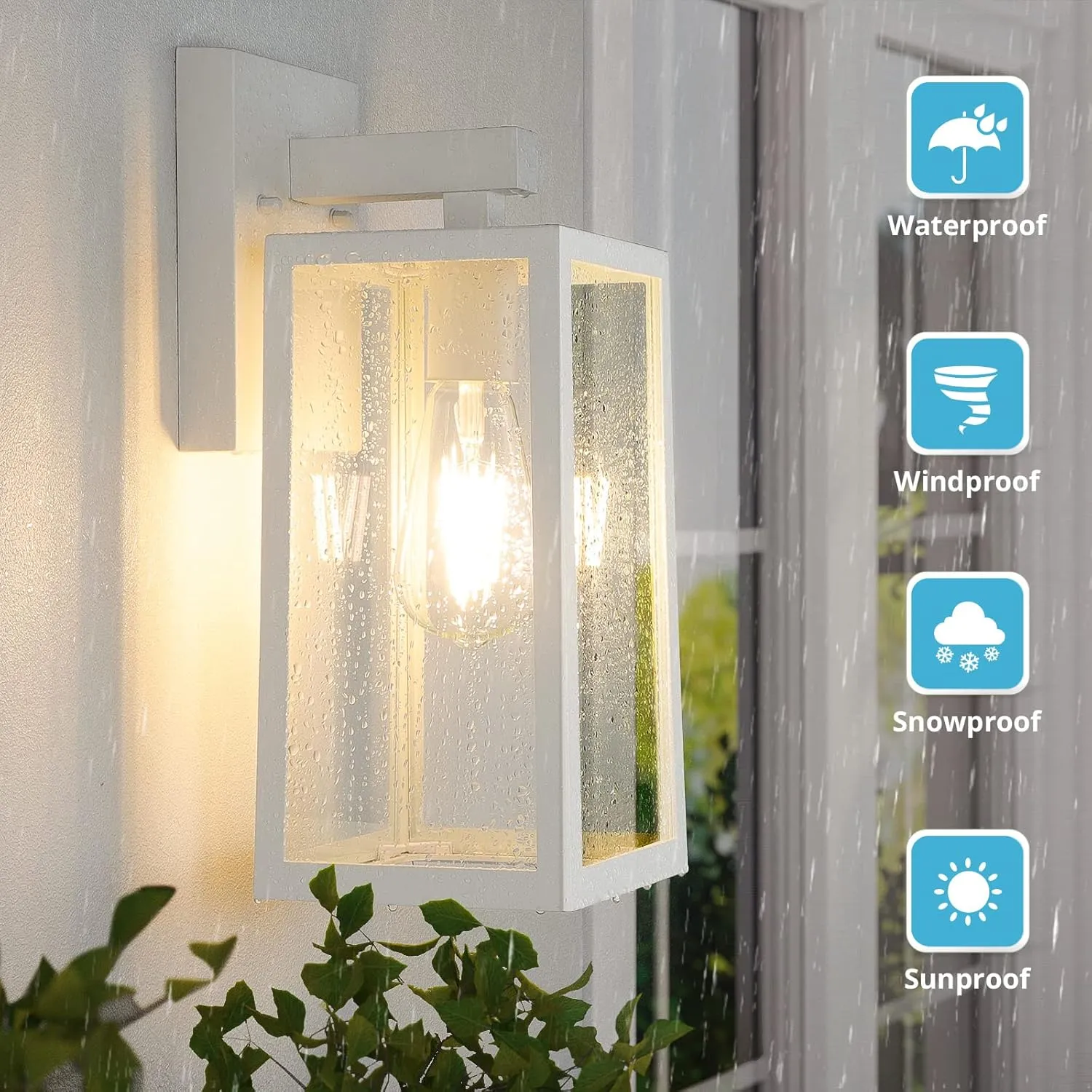 MAXvolador Outdoor Wall Sconce, Large Exterior Waterproof Wall Lantern Light Fixture, White Porch Lights Glass, Anti-Rust E26 Patio Lighting, 2 Pack