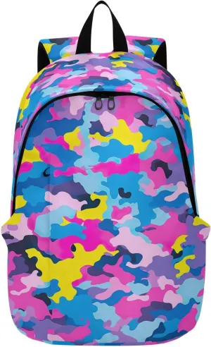 MCHIVER Travel Backpack Colorful Camouflage Casual Daypack Backpacks Lightweight Carry on Bag Water Resistant Hiking Backpack for Men Women