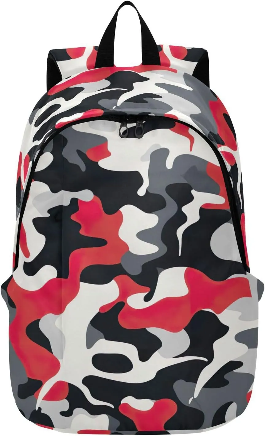 MCHIVER Travel Backpack Colorful Funny Camo Casual Daypack Backpacks Lightweight Carry on Bag Water Resistant Hiking Backpack for Men and Women