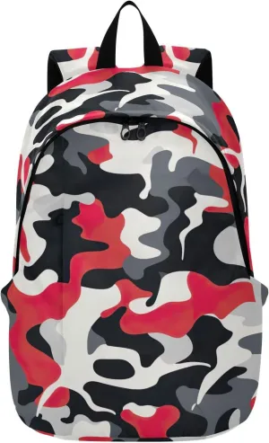 MCHIVER Travel Backpack Colorful Funny Camo Casual Daypack Backpacks Lightweight Carry on Bag Water Resistant Hiking Backpack for Men and Women