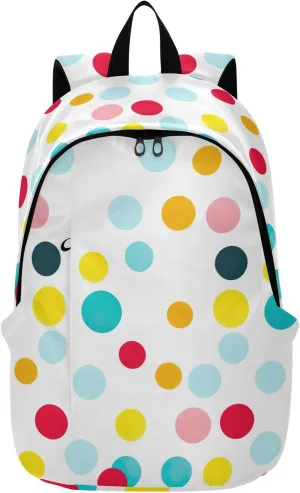 MCHIVER Travel Backpack Colorful Funny Dots Casual Daypack Backpacks Lightweight Carry on Bag Water Resistant Hiking Backpack for Men Women
