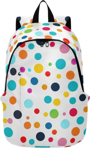MCHIVER Travel Backpack Dot Colorful Funny Casual Daypack Backpacks Lightweight Carry on Bag Water Resistant Hiking Backpack for Women Men
