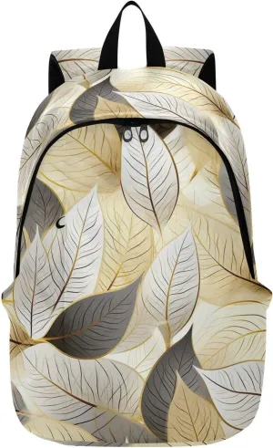 MCHIVER Travel Backpack Gold Fall Leaf Casual Daypack Backpacks Lightweight Carry on Bag Water Resistant Hiking Backpack for Women Men