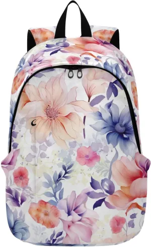 MCHIVER Travel Backpack Leaves Purple Floral Beautiful Casual Daypack Backpacks Lightweight Carry on Bag Water Resistant Hiking Backpack for Women and Men