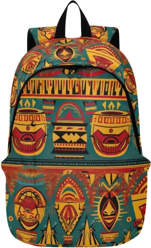 MCHIVER Travel Backpack Vintage African Ethnic Drums Casual Daypack Backpacks Lightweight Carry on Bag Water Resistant Hiking Backpack for Women Men