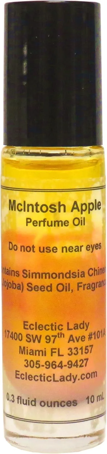McIntosh Apple Perfume Oil, 0.3 Oz Portable Roll-On Fragrance with Long-Lasting Scent, Delightful Essential Oils and Jojoba Oil for Daily Use
