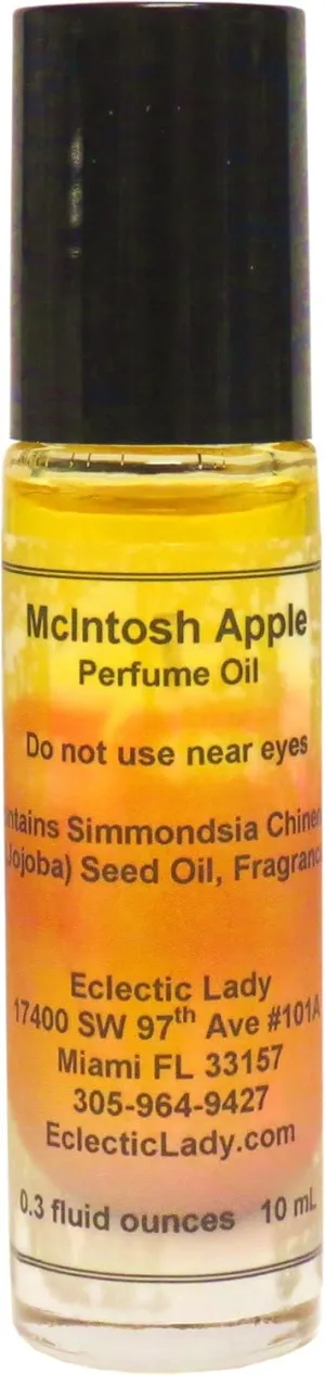 McIntosh Apple Perfume Oil, 0.3 Oz Portable Roll-On Fragrance with Long-Lasting Scent, Delightful Essential Oils and Jojoba Oil for Daily Use