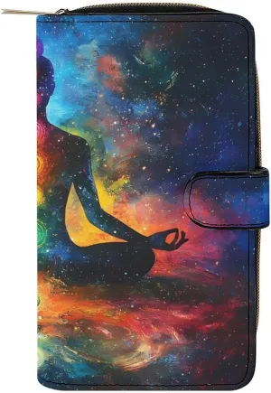 Meditating Cosmic Psychedelic Fashion Long Wallet for Men Women Coin Pouch Credit Card Holder Purses & ID Window