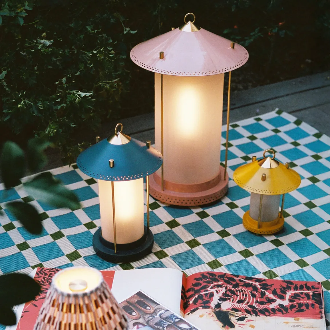 medium Stefan cordless lantern in Denim by the Novogratz