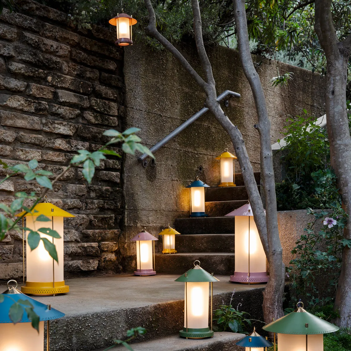 medium Stefan cordless lantern in Denim by the Novogratz