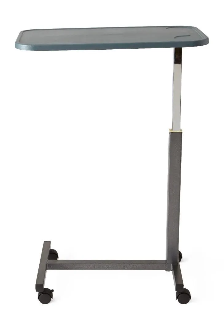 Medline Adjustable Overbed Bedside Table with Wheels, Great for Hospital Use or At Home as Bed Tray, Composite Table Top