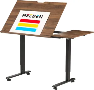 MEEDEN Electric Adjustable Drafting Table: 31"-52" Height Adjustable - Tiltable Tabletop Sit Standing Home Office Desk