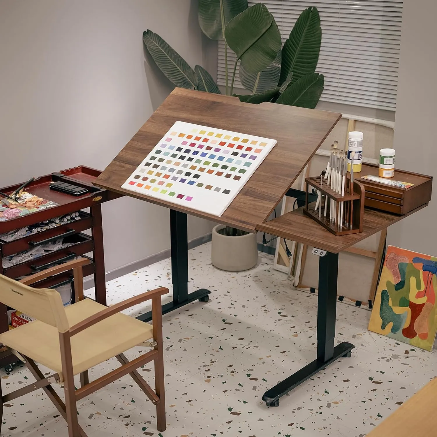 MEEDEN Electric Adjustable Drafting Table: 31"-52" Height Adjustable - Tiltable Tabletop Sit Standing Home Office Desk