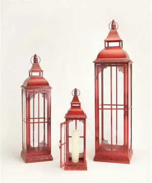 Melrose 49112 Lantern, 20, 28 and 37 inches Height, Set of 3, Metal and Glass