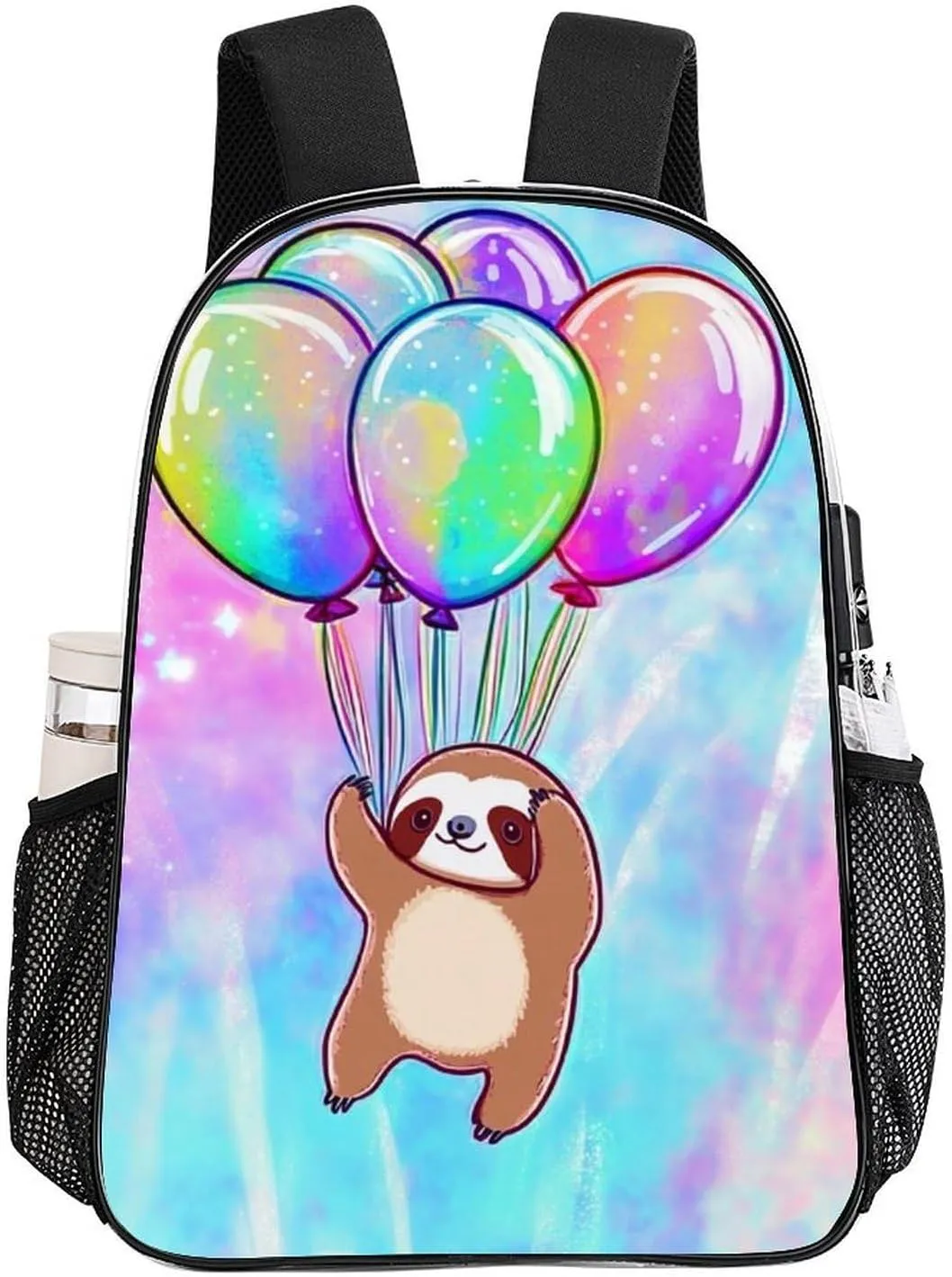 Men & Women Lightweight Balloon Sloth Rainbow Casual Daypack Large Capacity Bookbag Transparent Bag for Gym Business Bicycle