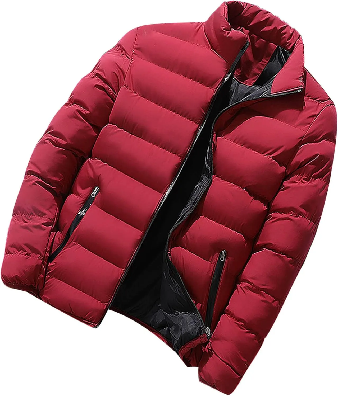 Men Winter Jackets Warm Down Jacket Full Zip Puffer Jacket Quilted Insulated Jacket Warm Puffy Jackets