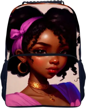 Men Women Lightweight African American Women Black Women Ethnic Art Daypack Bookbag Big Capacity Carry On Bag With Side Pockets for Camping Travel Bicycle