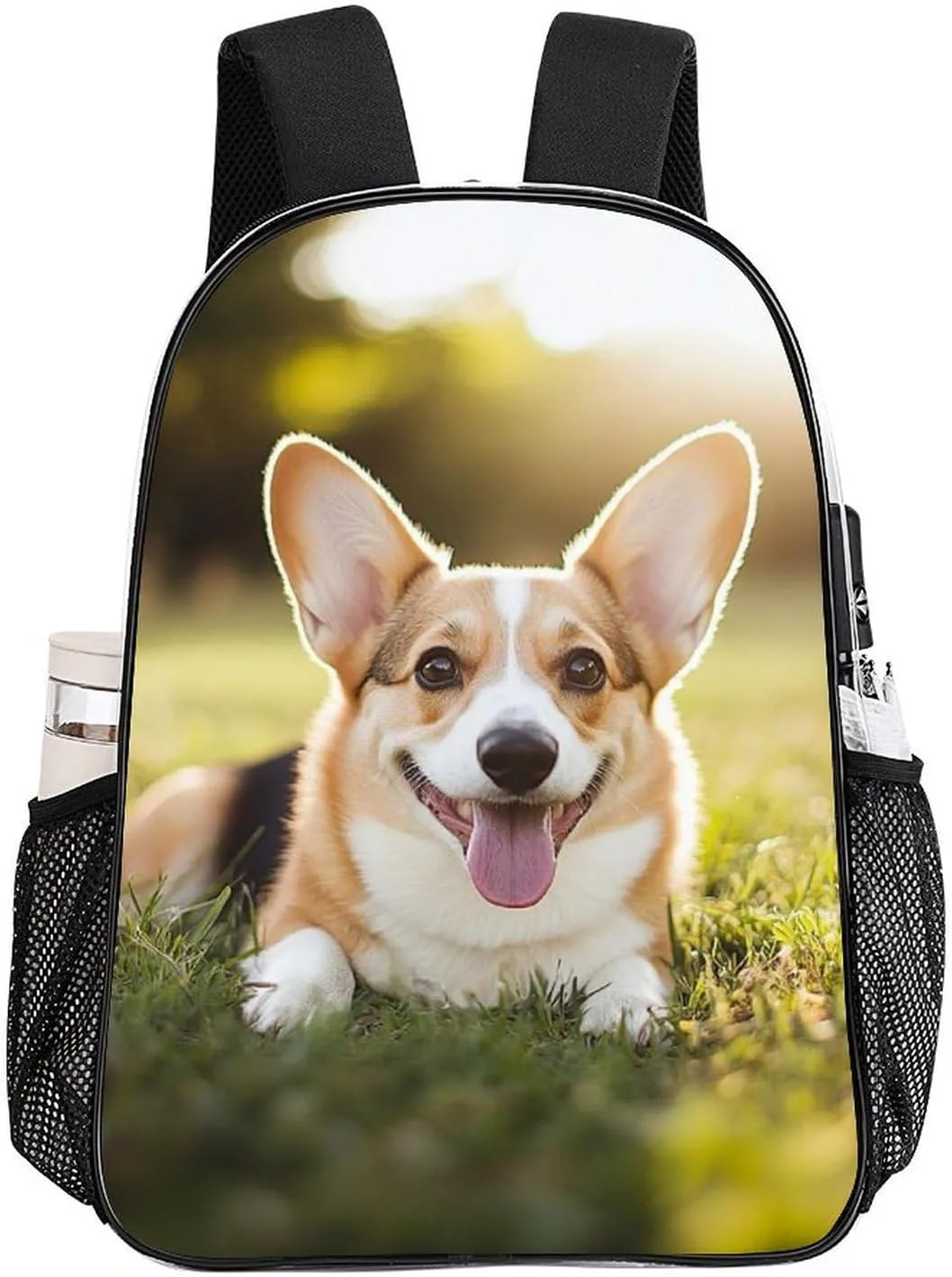 Men Women Lightweight Cute Welsh Corgi Puppy Backpack Large Capacity Carry On Bag Transparent Bag for Sports Work Walking Cycling