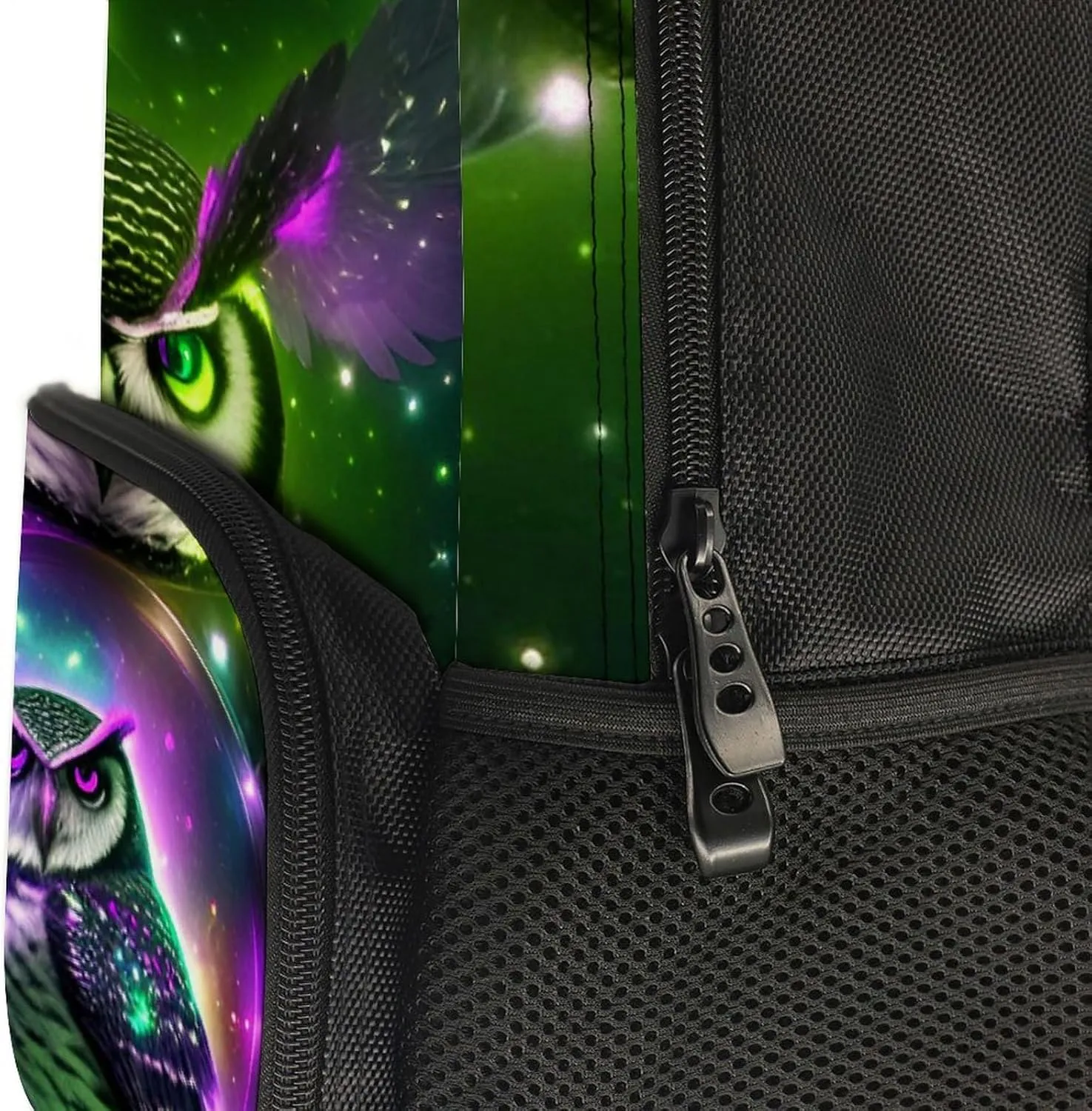 Men Women Lightweight Galaxy Nighthawk Owl Art Daypack Bookbag Big Capacity Carry On Bag With Side Pockets for Camping Travel Bicycle