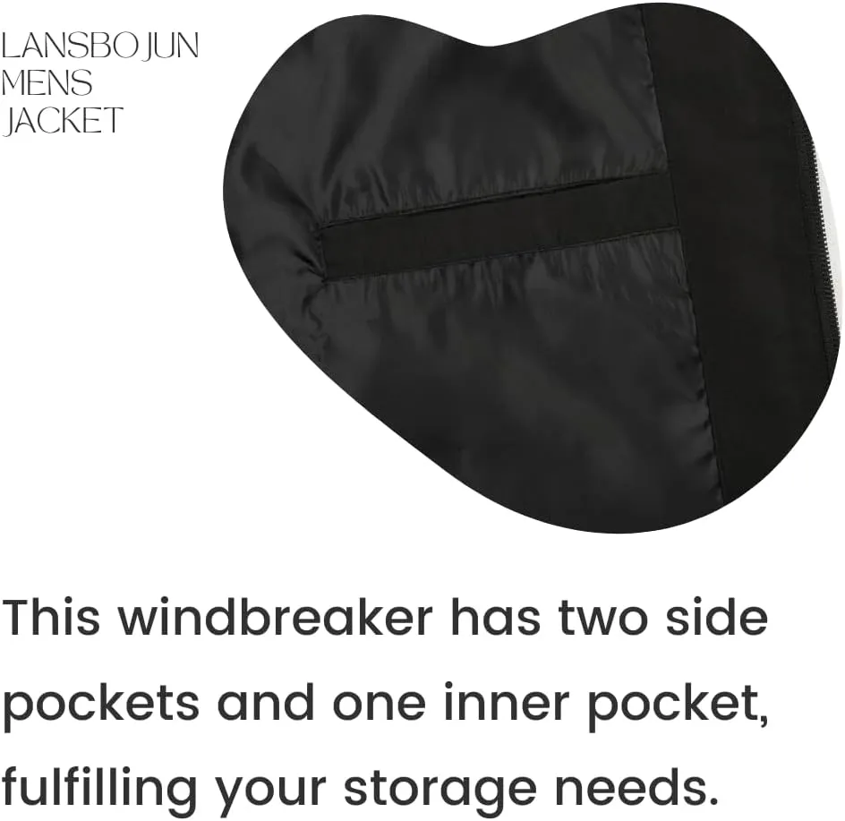 Mens Bomber Jackets Lightweight Water-resistent Windbreaker with 3 Pockets