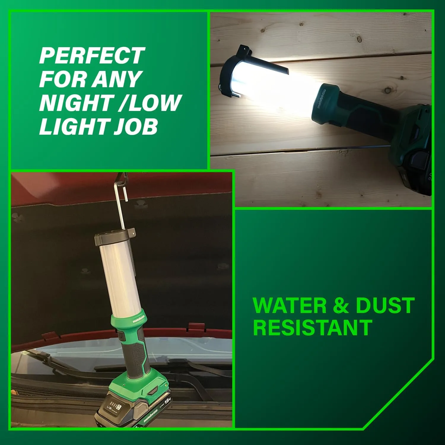 Metabo HPT 18V MultiVolt Cordless LED Lantern, 750 Lumens, 2 Light Settings, 360° Illumination, Long Lasting Light, Integrated Hanging Hook, Compact and Lightweight, Tool Body Only, UB18DFQ4