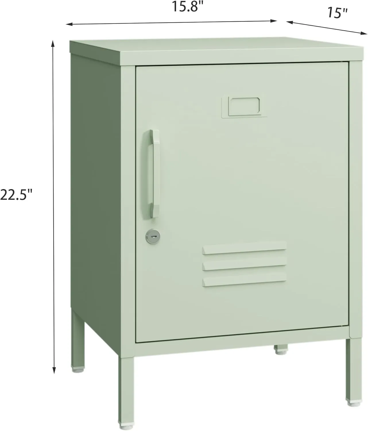 Metal Nightstand Modern End Side Table Steel Bedside Storage Cabinet with Shelf Easy Assembly for Living Room Bedroom （15.8”W x 15”D x 22.5”H ）