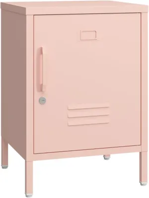 Metal Nightstand Modern End Side Table Steel Bedside Storage Cabinet with Shelf Easy Assembly for Living Room Bedroom （15.8”W x 15”D x 22.5”H ）