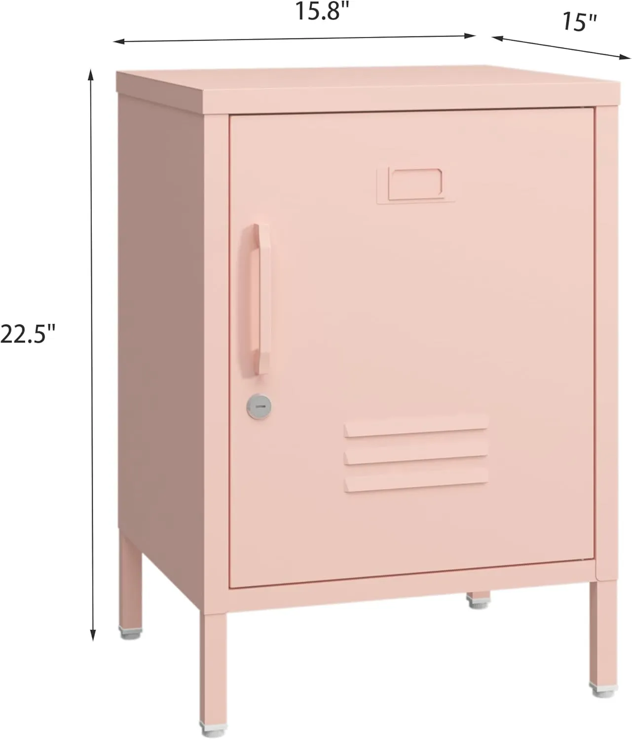 Metal Nightstand Modern End Side Table Steel Bedside Storage Cabinet with Shelf Easy Assembly for Living Room Bedroom （15.8”W x 15”D x 22.5”H ）