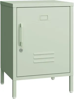 Metal Nightstand Modern End Side Table Steel Bedside Storage Cabinet with Shelf Easy Assembly for Living Room Bedroom （15.8”W x 15”D x 22.5”H ）