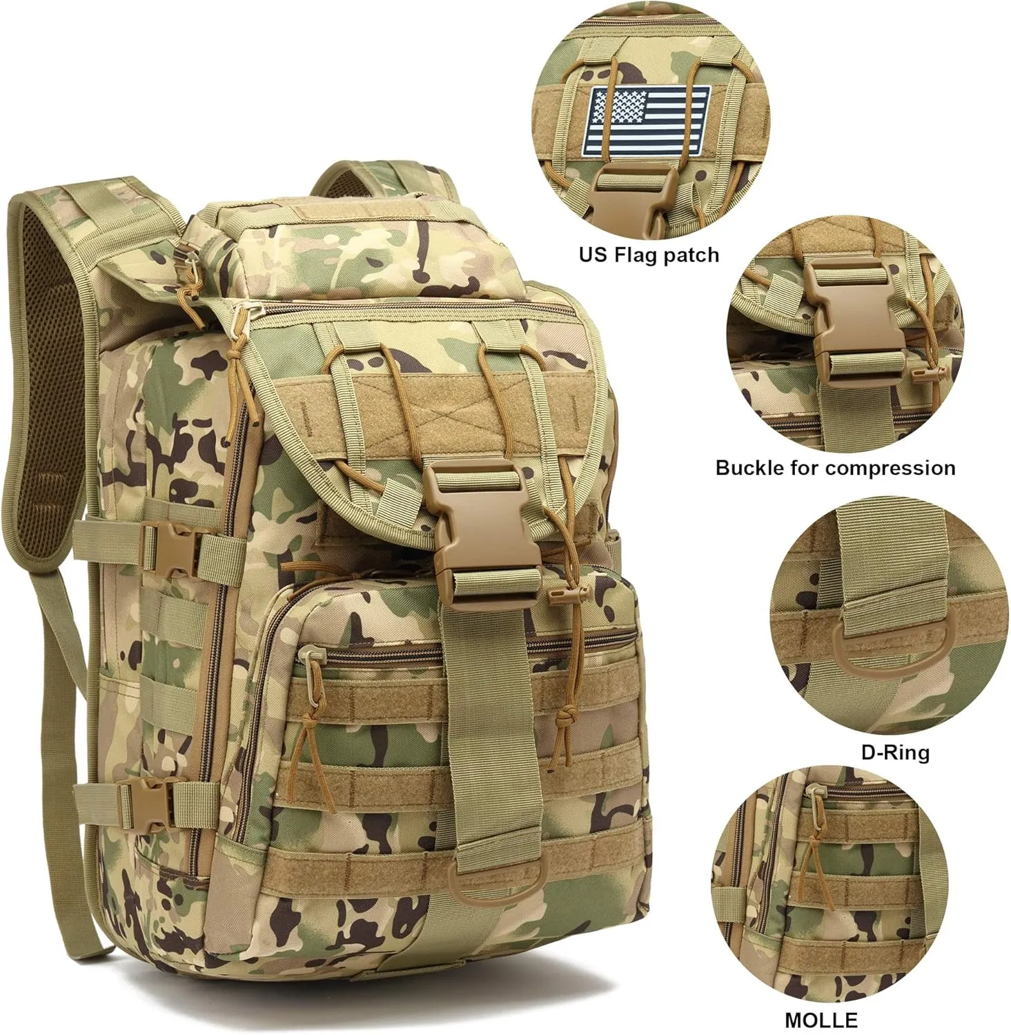 Military Tactical Backpack for Men, Survival Army Backpacks for Camping Hiking Trekking