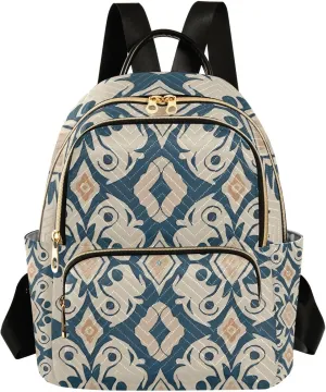 Mini Backpack for Women Geometric Folklore Mini Backpack Purse Lightweight Small Daypack, 8.5L