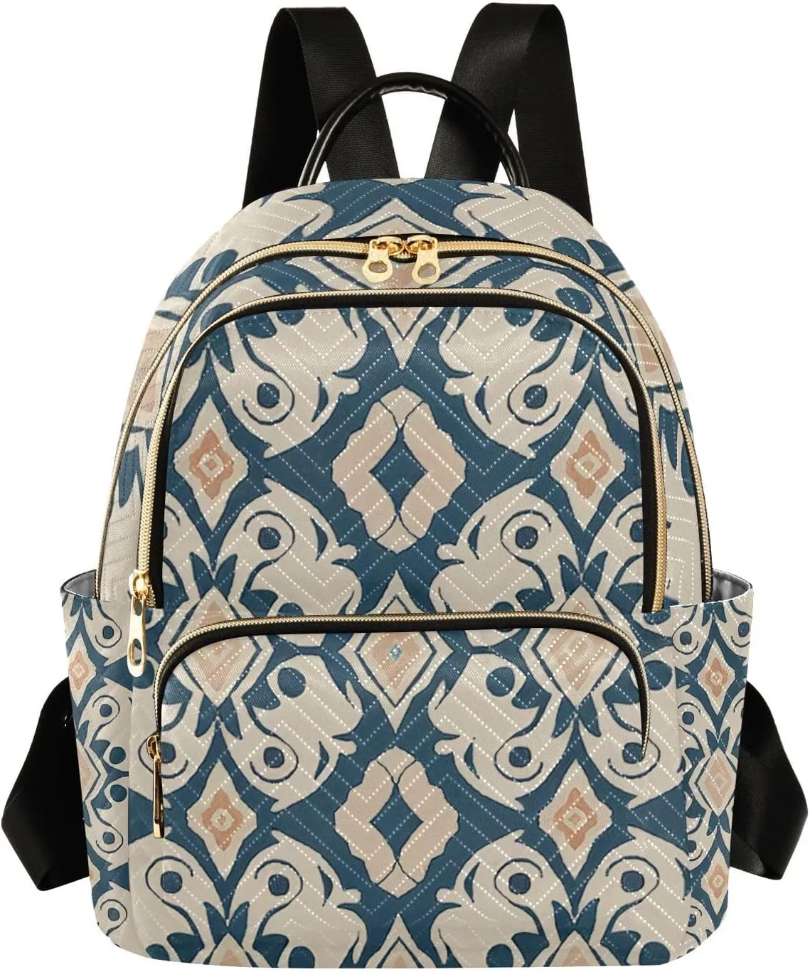 Mini Backpack for Women Geometric Folklore Mini Backpack Purse Lightweight Small Daypack, 8.5L