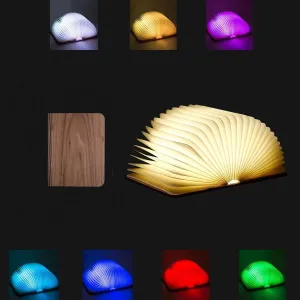 Mini Folding Book Lamp, 7 Colors Portable Wooden Book Lights, Desk Light, Novelty LED Night Light Paper Lantern with USB Rechargeable,Unique Gifts for Book Lovers(Size: 4.7×3.5×0.9in)