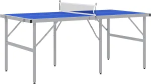 Mini Ping Pong Table Set for Outdoor and Indoor, Foldable Table TTable with Net, 2 Paddles, 3 Balls, Adjustable Feet, Easy Assembly, Blue