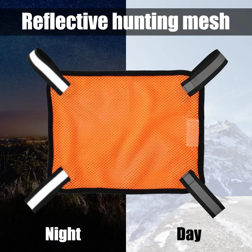 MiOYOOW Orange Mesh Panel, High Visibility Backpack Panel Cover Outdoors Panel with Reflective Strips/Pocket for Hunting Hiking Camping Biking Tents