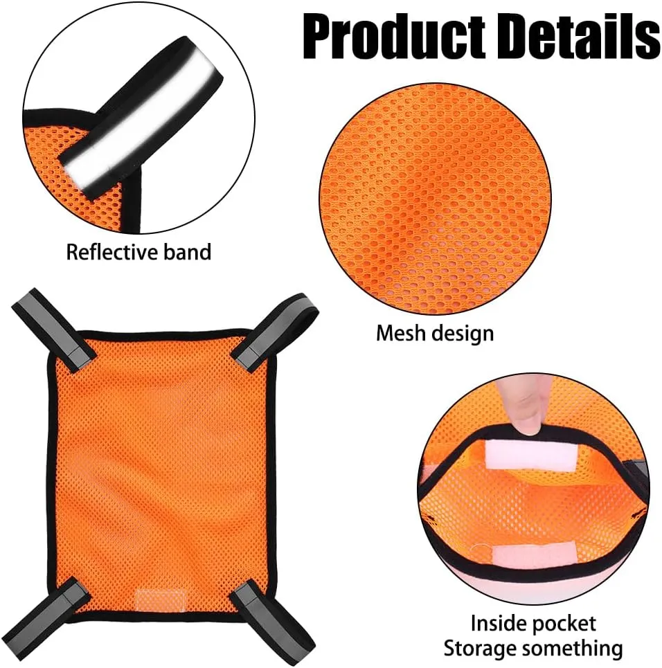 MiOYOOW Orange Mesh Panel, High Visibility Backpack Panel Cover Outdoors Panel with Reflective Strips/Pocket for Hunting Hiking Camping Biking Tents