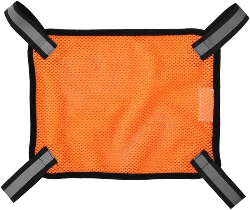 MiOYOOW Orange Mesh Panel, High Visibility Backpack Panel Cover Outdoors Panel with Reflective Strips/Pocket for Hunting Hiking Camping Biking Tents