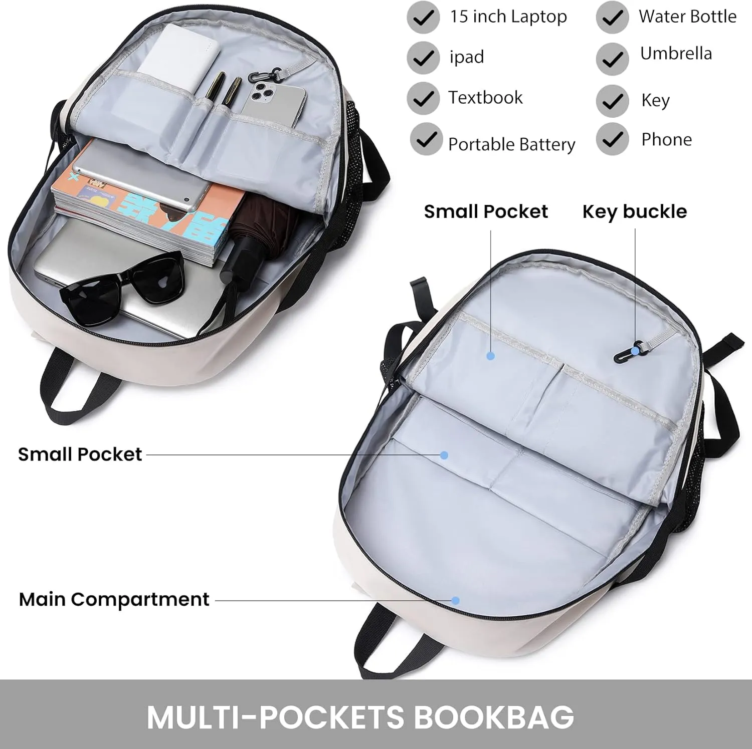 MIRLEWAIY Classical School Backpack Lightweight Bookbag Casual Daypack Travel Work Bag For Teenagers College Girls boys