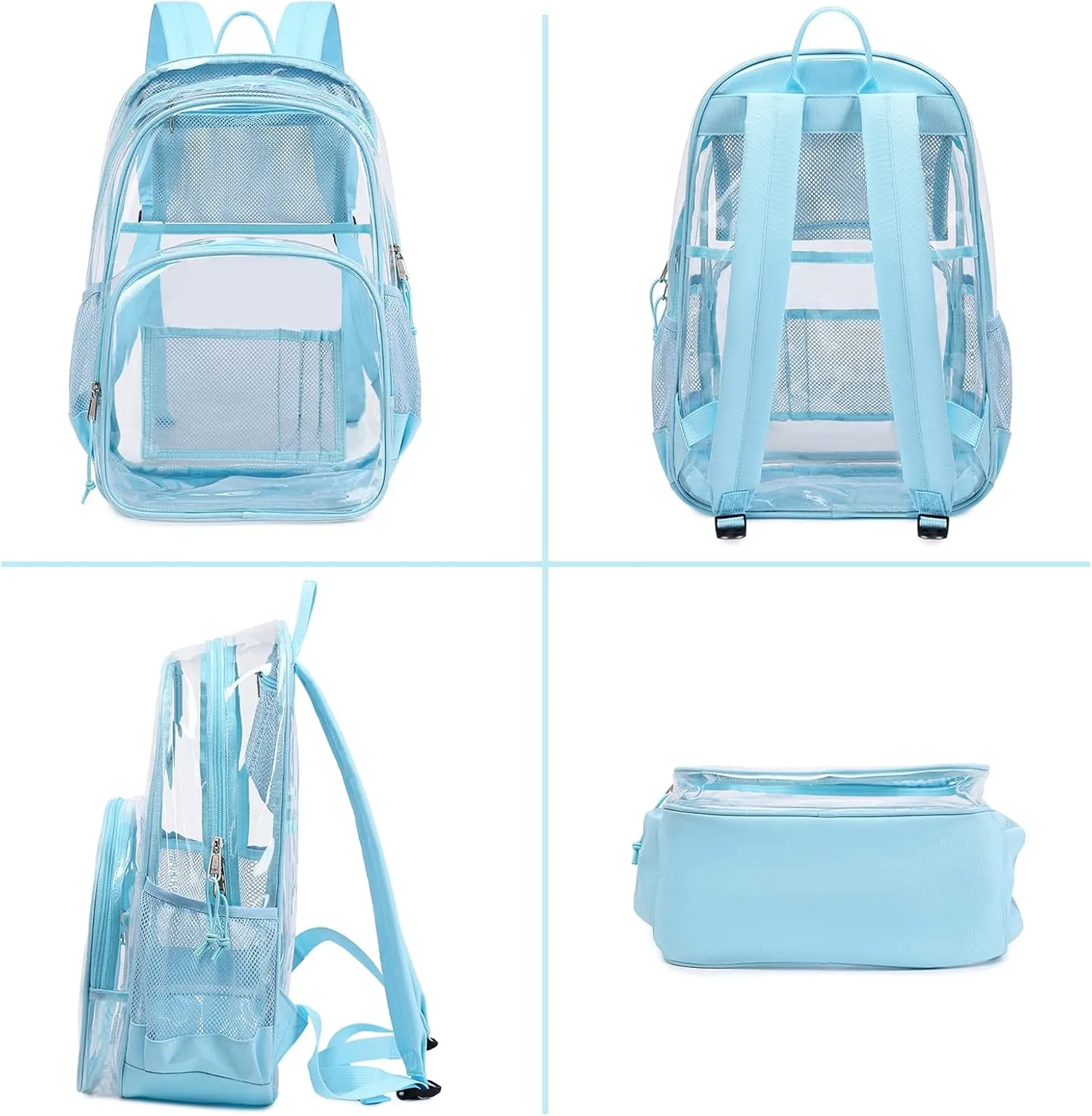 MIRLEWAIY Large Clear PVC School Backpack See Through Bookbag Heavy Duty Laptop Bag for Men Women Job Safety Requirement, Dark Blue