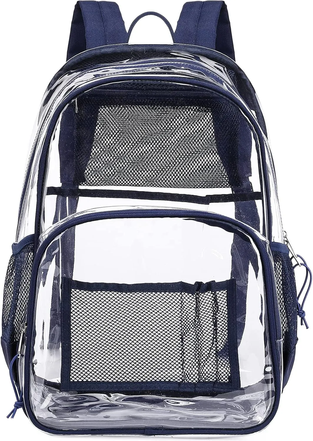 MIRLEWAIY Large Clear PVC School Backpack See Through Bookbag Heavy Duty Laptop Bag for Men Women Job Safety Requirement, Dark Blue