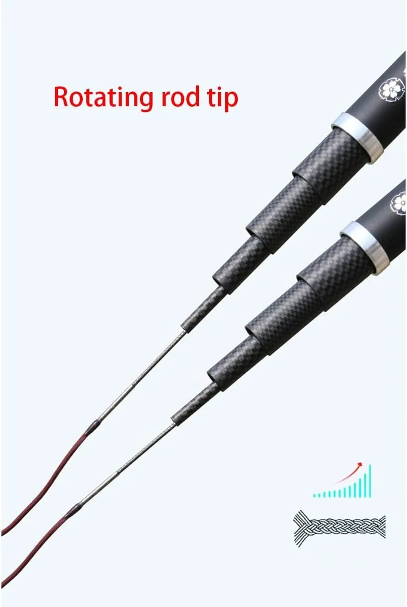 MirOdo Carbon Fiber Fishing Rod 3.6-7.2m Fishing Rods Telescopic Hand Pole Ultra-Light and Ultra-Hard Fishing Pole Carp Rod for Saltwater Freshwater Fishing