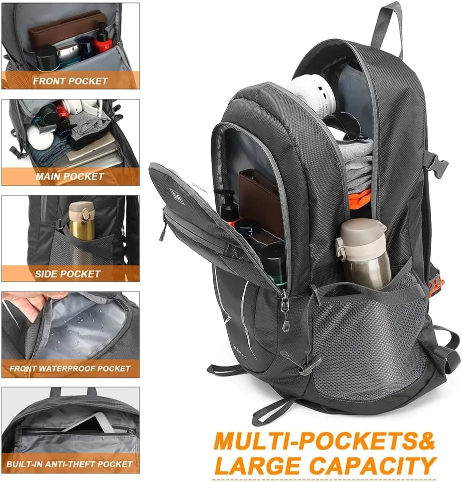 MIYCOO Lightweight Backpack for Men Women Foldable Packable Hiking Travel Backpack Outdoor Camping Waterproof Daypack 45L Grey