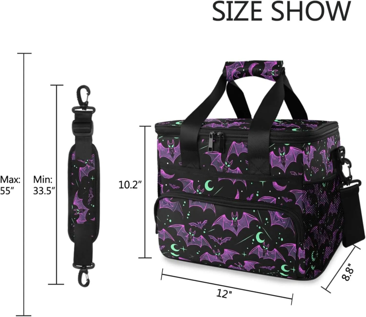 MNSRUU Cooler Bag Skull and Sunflower Soft Cooler Bag Insulated Lunch Totes Picnic Bag Beach Cooler Lunch Box Container with Adjustable Shoulder Strap