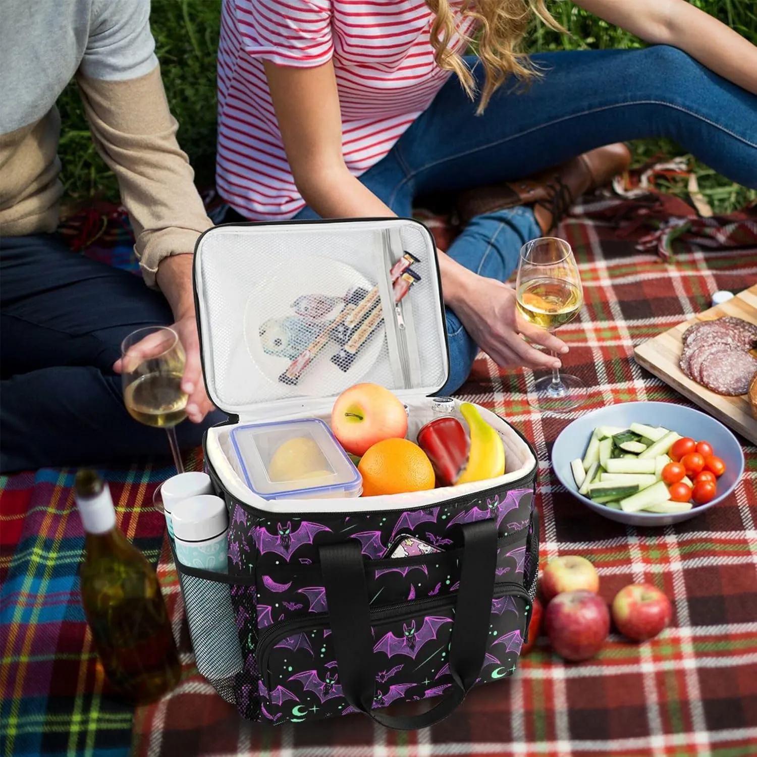 MNSRUU Cooler Bag Skull and Sunflower Soft Cooler Bag Insulated Lunch Totes Picnic Bag Beach Cooler Lunch Box Container with Adjustable Shoulder Strap