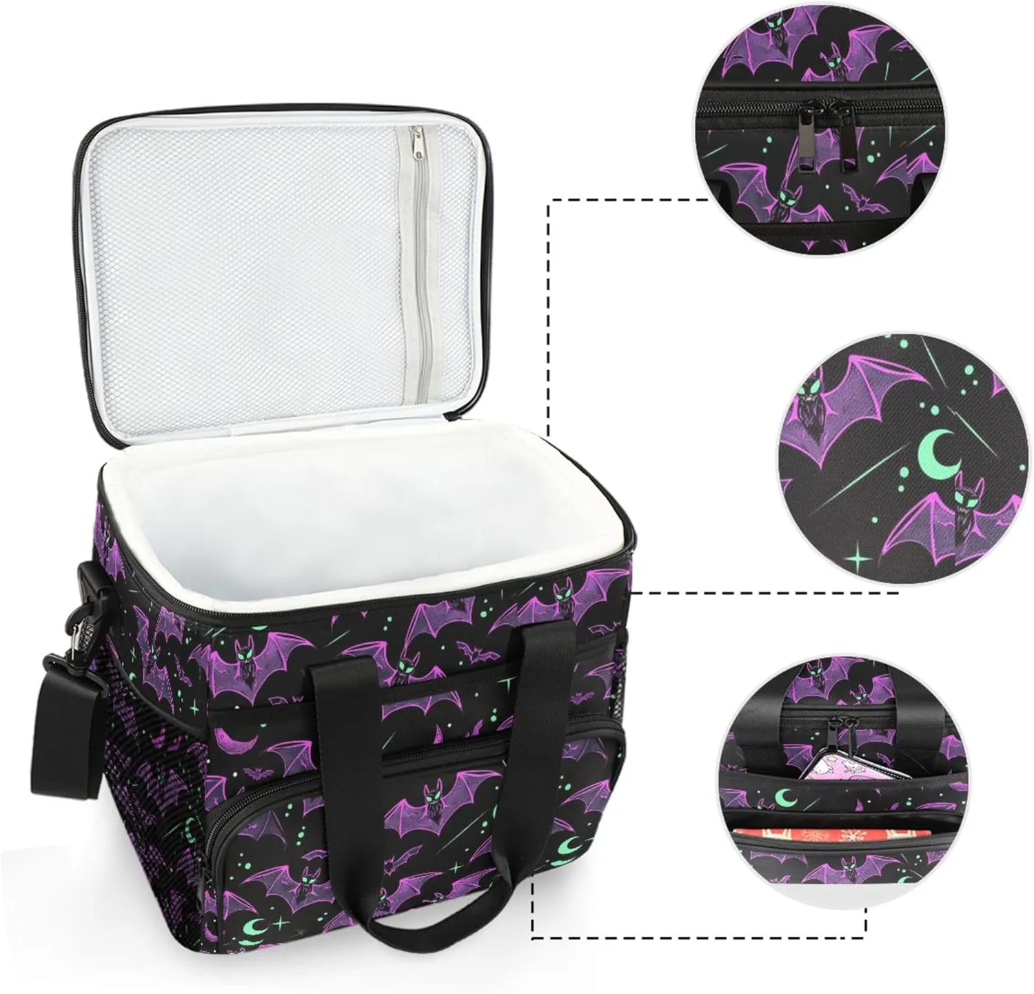 MNSRUU Cooler Bag Skull and Sunflower Soft Cooler Bag Insulated Lunch Totes Picnic Bag Beach Cooler Lunch Box Container with Adjustable Shoulder Strap