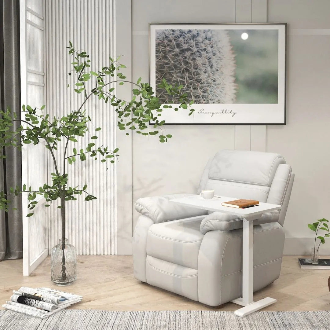 Mobile Electric Height-Adjustable Overbed Table, white | iElder