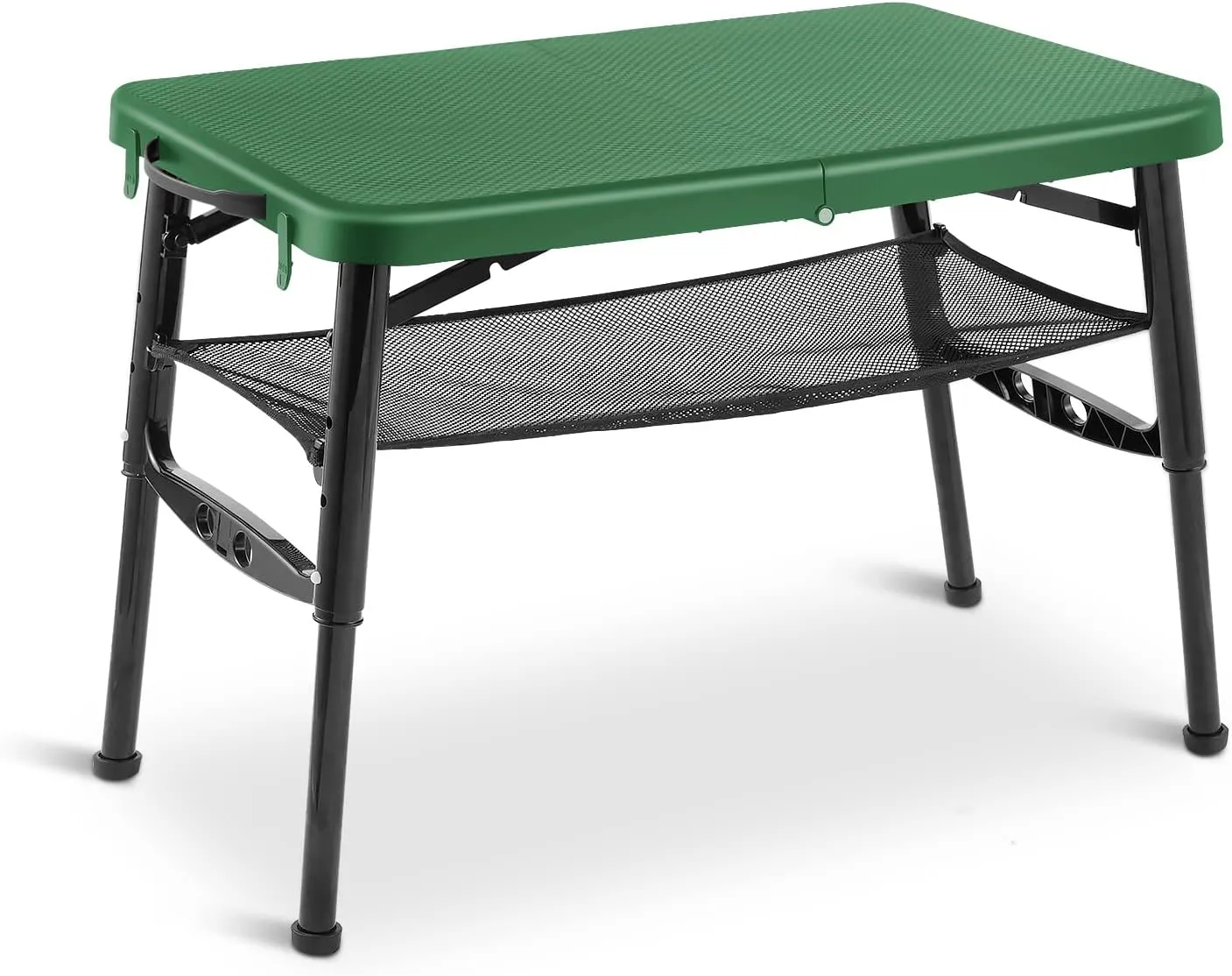 Mondoshop Adjustable Height Collapsible Table for Camping Small Folding Table with Storage Nets for Outdoor Cooking, Picnic, Beach, Travel