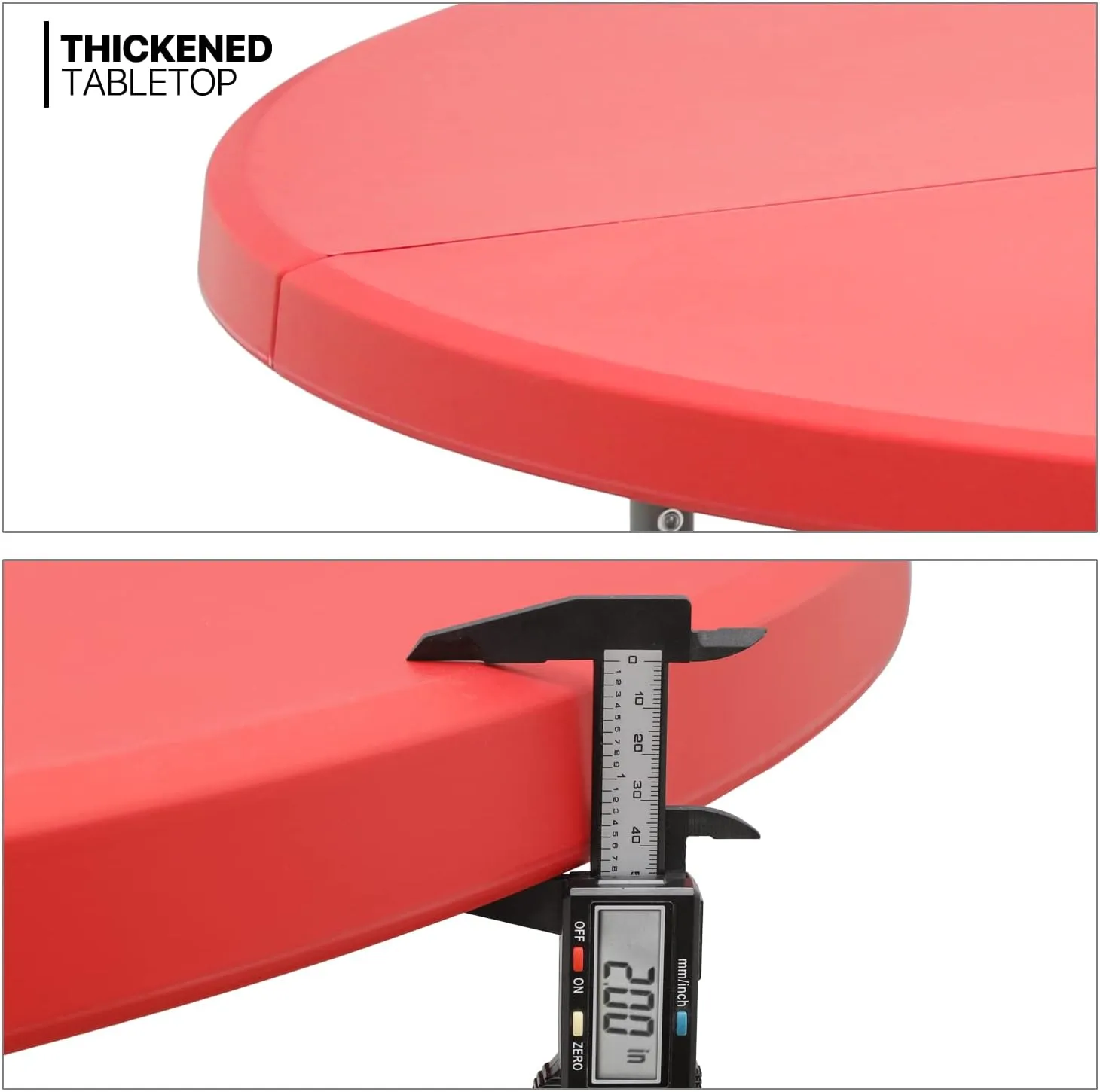 MoNiBloom 5Ft Round Folding Table, Indoor Outdoor Plastic Dining Card Table with Handle and Lock for Picnic Party Banquet Wedding, Red